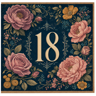 18th Birthday Card, Floral Vintage Style 18 Today Card