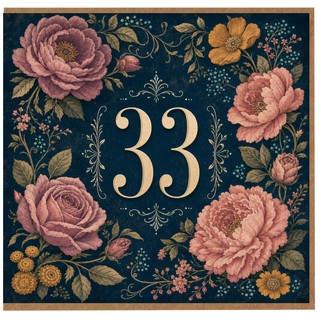33rd Birthday Card, Elegant Floral Design