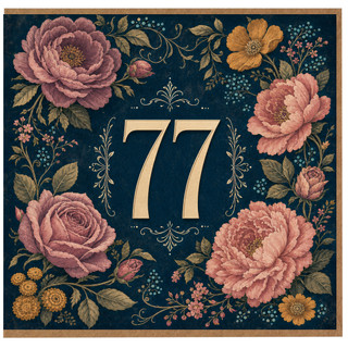 77th Birthday Card, Floral Number 77 Birthday Card