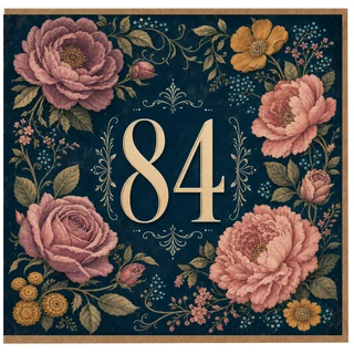 84th Birthday Card, Floral Birthday Card