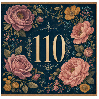 110th Birthday Card, Elegant Floral Design