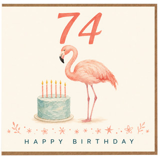 74th Birthday Card, Flamingo Birthday Card for Her