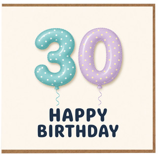 30th Birthday Card, Happy Birthday Balloon Design