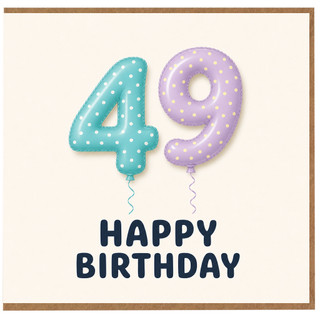 49th Birthday Card, Balloon Number Happy Birthday Card
