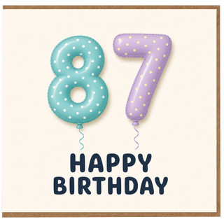 87th Birthday Card, Happy Birthday Balloon Number 87 Card