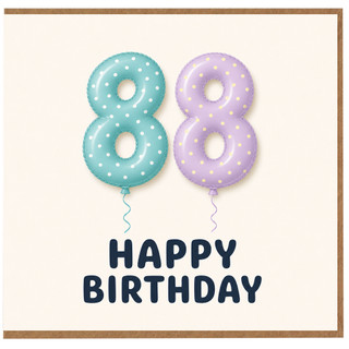 88th Birthday Card, Happy Birthday Balloon Number Card