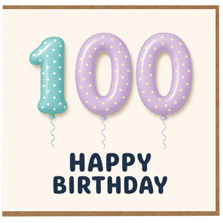 100th Birthday Card, Happy Birthday Balloon Number Design