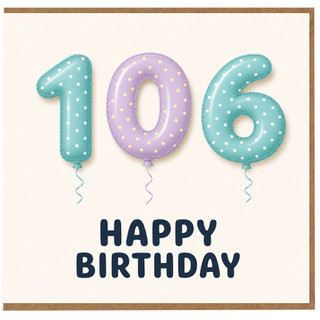 106th Birthday Card, Happy Birthday Balloon Design