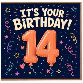 14th Birthday Card, It’s Your Birthday Balloon Number 14 Celebration Card