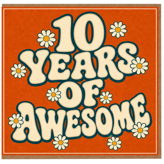 10th Birthday Card, 10 Years of Awesome Retro Daisy Card