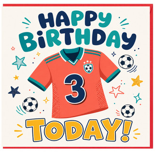 3rd Birthday Card, Soccer Shirt Design Happy Birthday Today Card