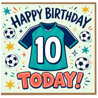 10th Birthday Card, Football Shirt Design