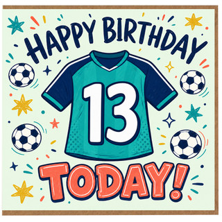 13th Birthday Card, Football Shirt Design, Happy Birthday Today