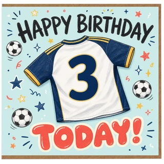 3rd Birthday Card, Soccer Football Shirt Design