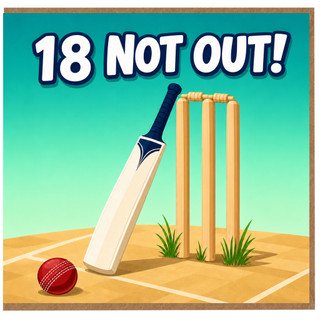 18th Birthday Card, 18 Not Out Cricket Card