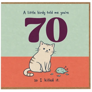 70th Birthday Card, Funny Cat Birthday Card for 70 Year Old