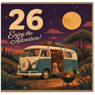 26th Birthday Card, Enjoy the Adventure Camper Van Card