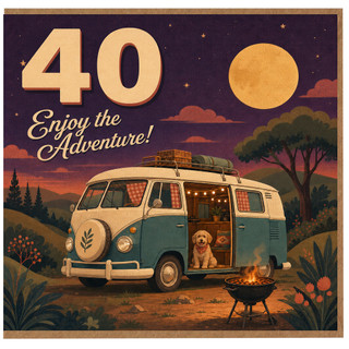 40th Birthday Card, Enjoy the Adventure Camper Van Card