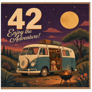 42nd Birthday Card, Enjoy the Adventure Camper Van Card