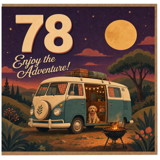 78th Birthday Card, Enjoy the Adventure Retro Camping Card