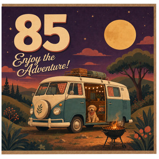 85th Birthday Card, Enjoy the Adventure Camper Van Card