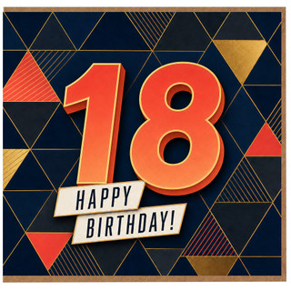 18th Birthday Card, Happy Birthday Geometric Design