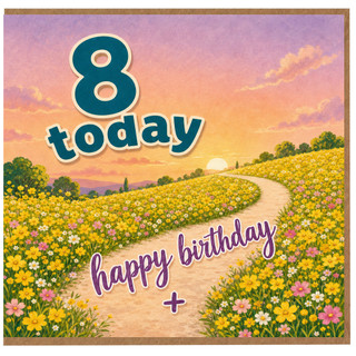 8th Birthday Card, 8 Today Happy Birthday Card