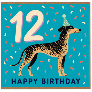 12th Birthday Card, Cute Party Design