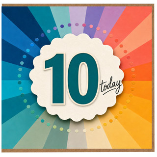 10th Birthday Card, Rainbow Burst Age 10 Today Design