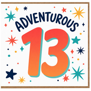 13th Birthday Card, Adventurous 13 Design