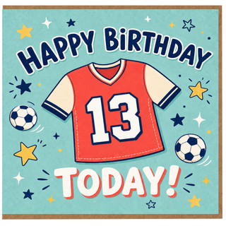 13th Birthday Card, Soccer Birthday Card, Happy Birthday Today Card
