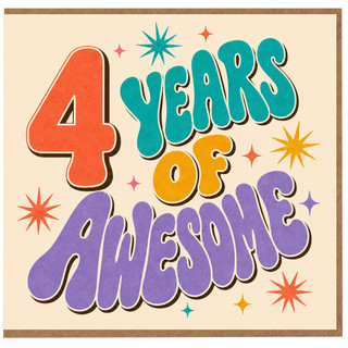 4th Birthday Card, 4 Years of Awesome Retro Style Card