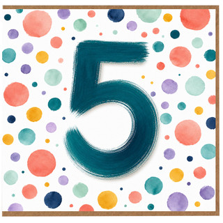 5th Birthday Card, Colourful Confetti Number 5 Card