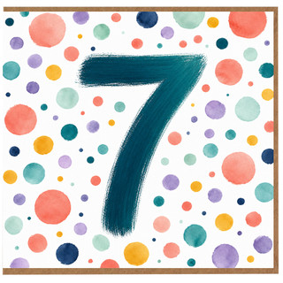7th Birthday Card, Colourful Confetti Number 7 Design