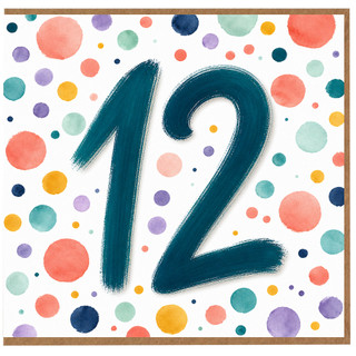 12th Birthday Card, Colourful Confetti Number 12 Card