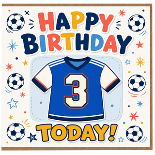 3rd Birthday Card, Football Soccer Birthday Card