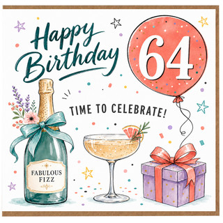 64th Birthday Card, Happy Birthday 64 Celebration Card