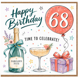 68th Birthday Card, Happy Birthday Time to Celebrate Card