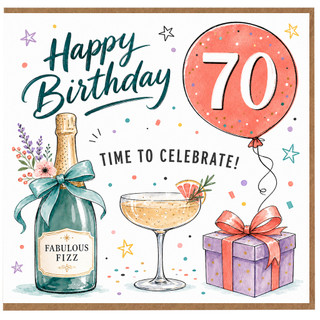 70th Birthday Card, Happy Birthday Time to Celebrate Card