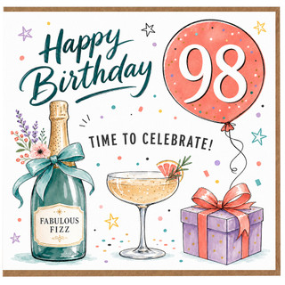 98th Birthday Card, Happy Birthday 98 Celebration Card