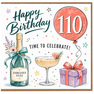 110th Birthday Card, Happy Birthday 110 Card, Special Birthday Card for Her or Him, Time to Celebrate Card