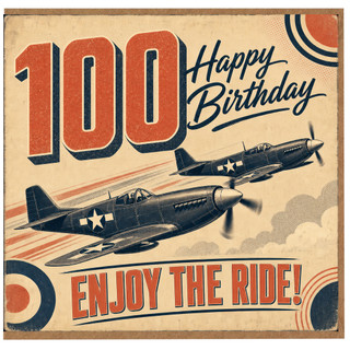 100th Birthday Card, Happy Birthday Vintage Aircraft Card