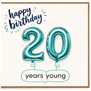 20th Birthday Card, Happy 20 Years Young Balloon Design