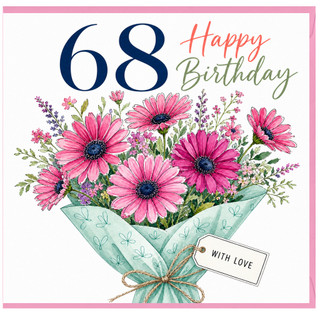 68th Birthday Card, Floral Happy Birthday Card With Love