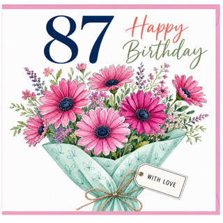 87th Birthday Card, Floral Happy Birthday Card With Love