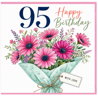 95th Birthday Card, Floral Bouquet Happy Birthday Card With Love