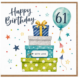 61st Birthday Card, Happy Birthday With Love Card for 61 Year Old