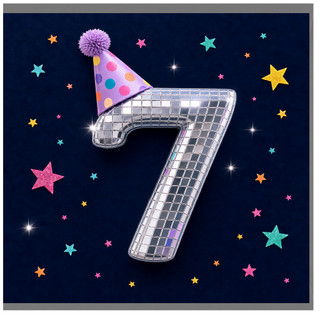 7th Birthday Card, Number 7 Party Card