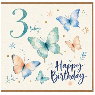 3rd Birthday Card, Butterfly Happy Birthday Card