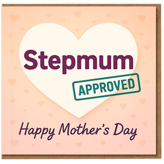 Stepmum Approved Mother's Day Card - Heart Design with 'Happy Mother's Day' Message - Cute Card for Stepmum, Step Mum or Bonus Mum